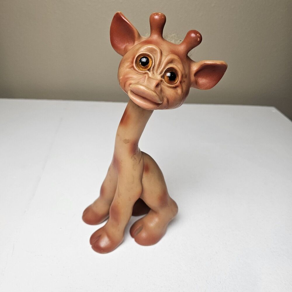 Vintage Thomas Dam Denmark GIRAFFE TROLL 1960'S minimal blond hair 12"